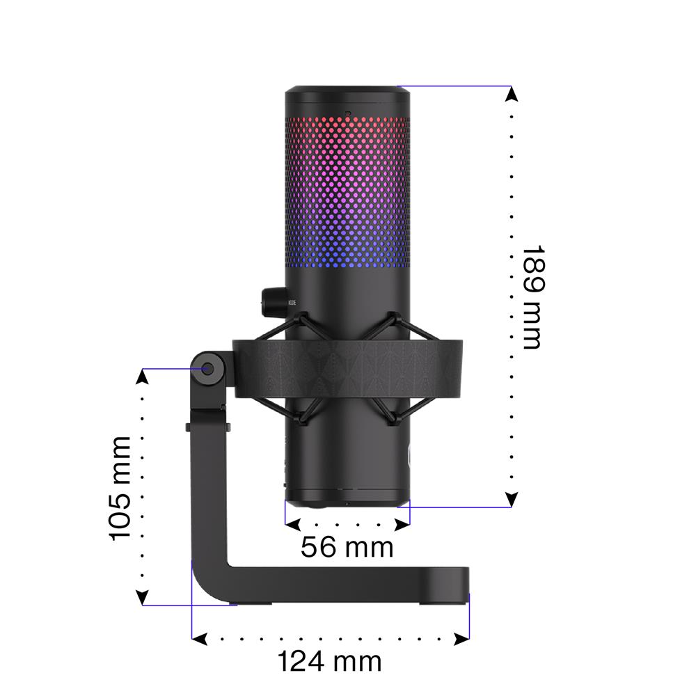 ENDORFY AXIS Streaming USB Mikrofon Schwarz mit Gain Regler und Kopfhöreranschluss