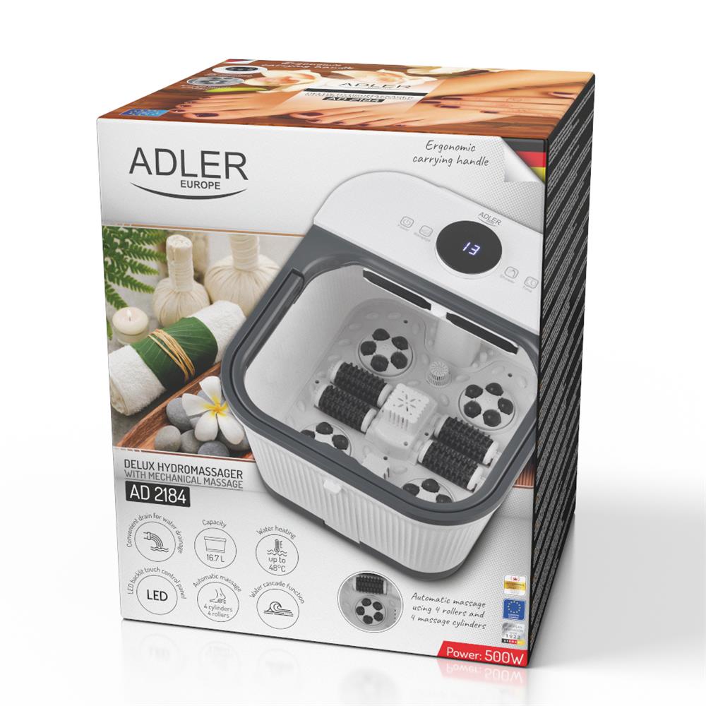 Adler AD 2184 – Deluxe Fußsprudelbad Massierer Salzbehälter Tragegriff Rollen zum einfachen Transport