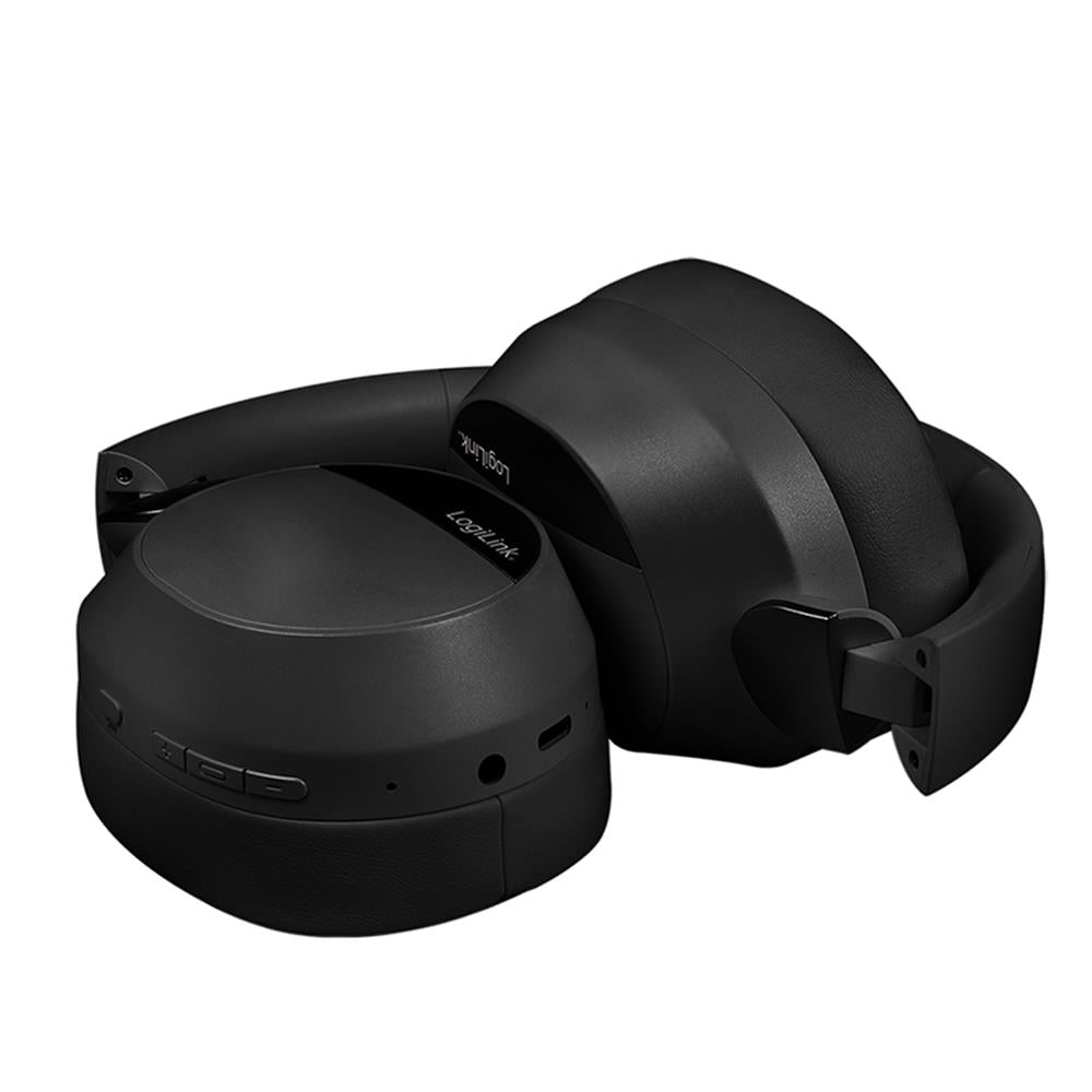 LogiLink Bluetooth 6.0 Sound Wave-Headset, ANC, 3,5 mm AUX, 15 StuLogiLink Bluetooth 6.0 Sound Wave-Headset mit ANC, 15h Akku, Schwarznden Akkulaufzeit, Schwarz