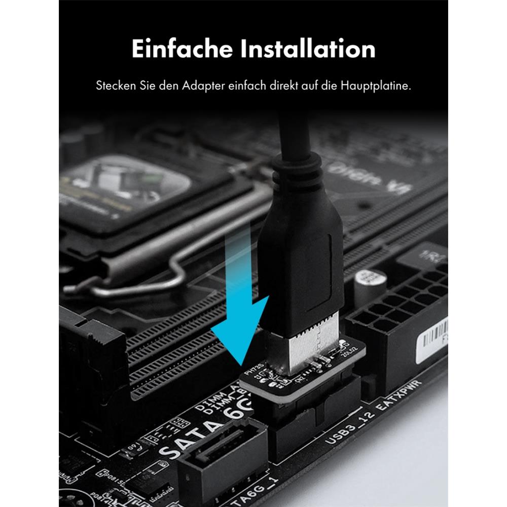 GRAUGEAR USB 3.0 Internal Header Adapter 19 Pin auf USB 3.1 Type E Key A gerade