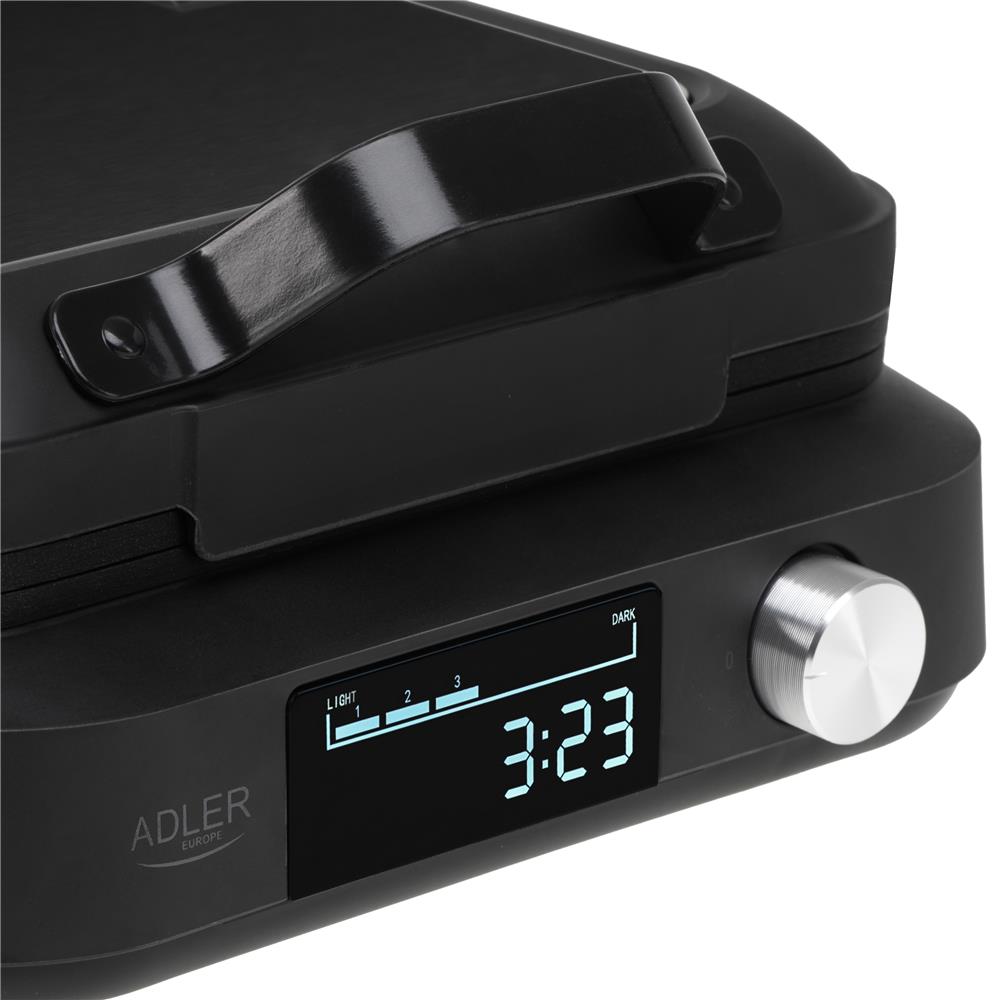 Adler AD 3087 Waffeleisen mit LED-Anzeige, 6 Bräunungsstufen, Antihaftplatten, 2200 W