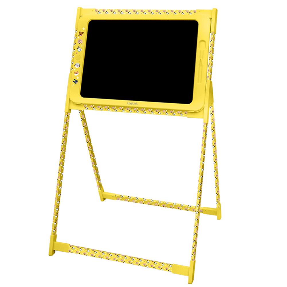 LogiLink LCD Kinderschreibtafel 19" – mit Whiteboard-Rückseite & Ständer, gelb, wiederbeschreibbar