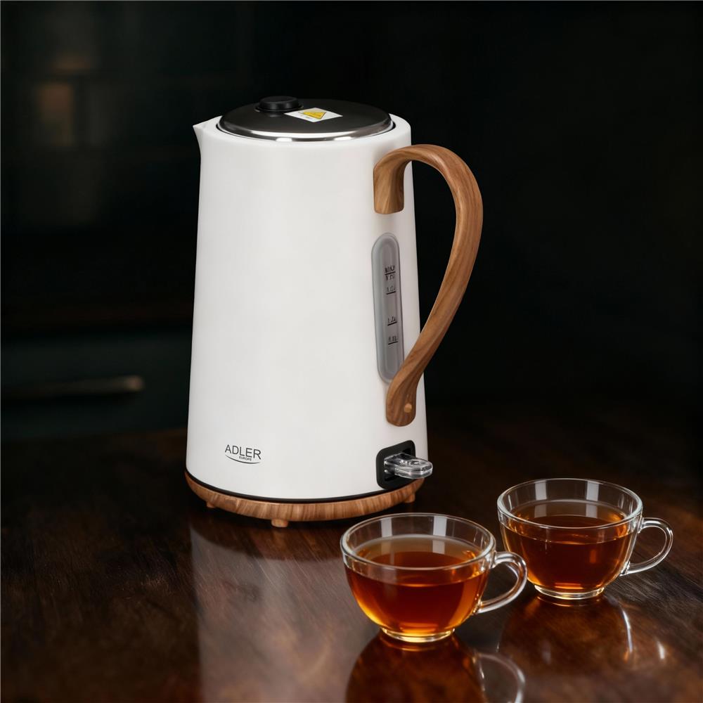Adler AD 1352 Wasserkocher 1,7 L STRIX Safety Abschaltautomatic Kabelaufbewahrungsfach Weiß
