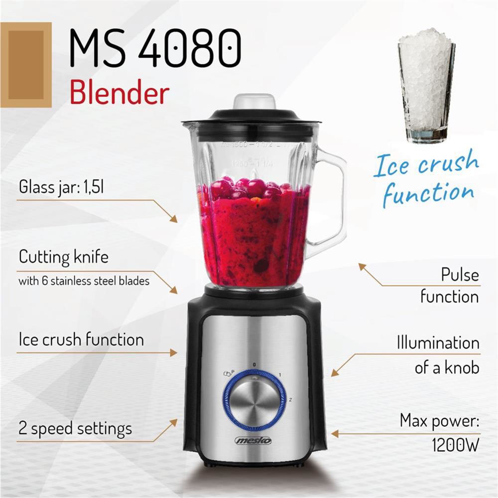 Mesko MS 4080 Standmixer 1,5 Liter Glas 1200 Watt