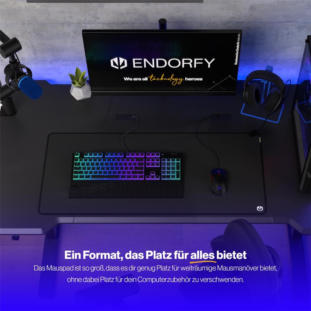 ENDORFY Cordura Speed XL Gaming Mauspad schwarz rutschfest wasserdicht 90 cm
