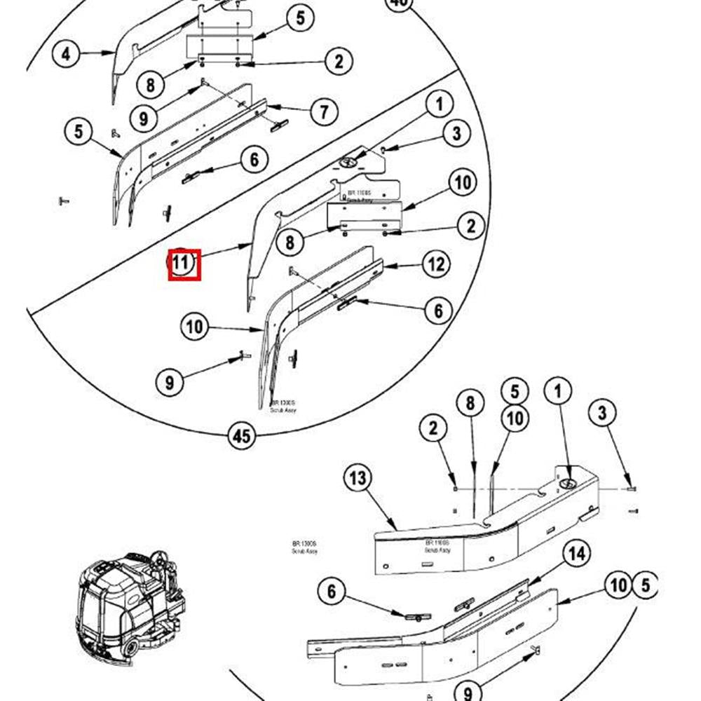 Nilfisk Original 56413982 Skirt Weldt Left 45D-48D Linke Schürze