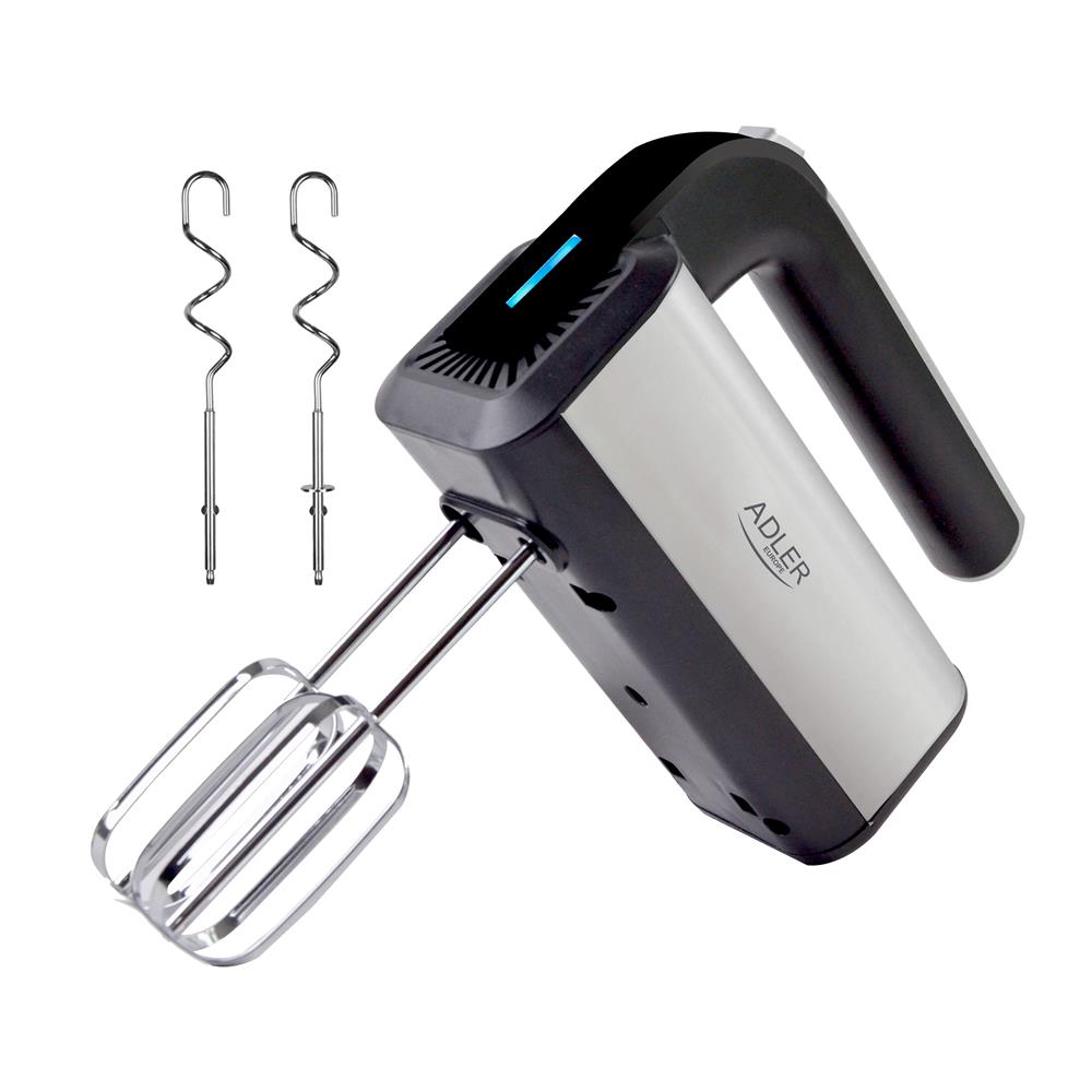 Adler AD 4225 Handmixer 300 W Edelstahl mit 5 Geschwindigkeiten Silber Schwarz
