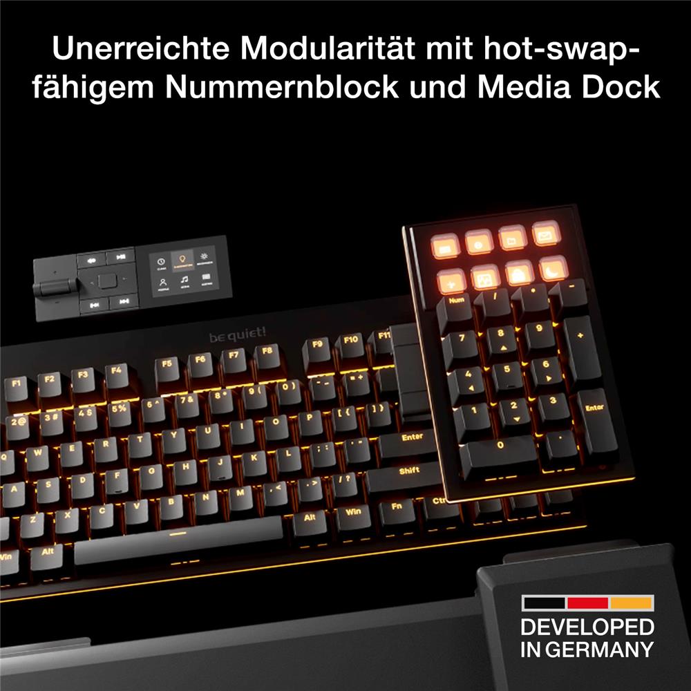 be quiet! Dark Mount Silent Tactile DE ISO Tastatur 8 Display-Tasten Media Dock hot-swap-fähiger Nummernblock