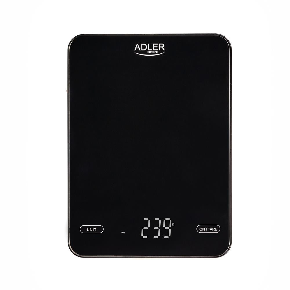 Adler AD 3177 Digitale Küchenwaage 10 kg USB wiederaufladbar Schwarz