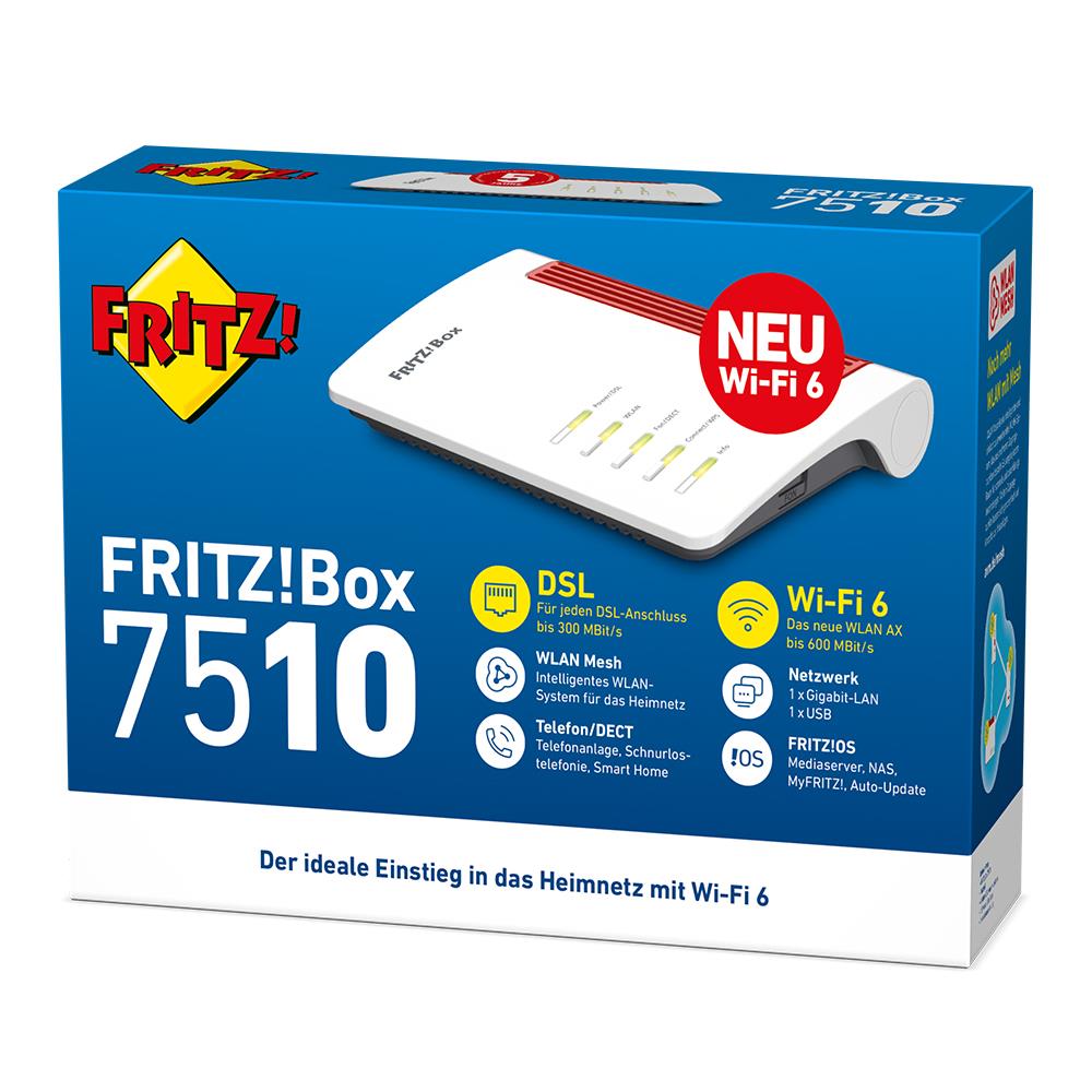 FRITZ!Box 7510 – Einsteiger-Router mit Wi-Fi 6 & kompakter Bauweise
