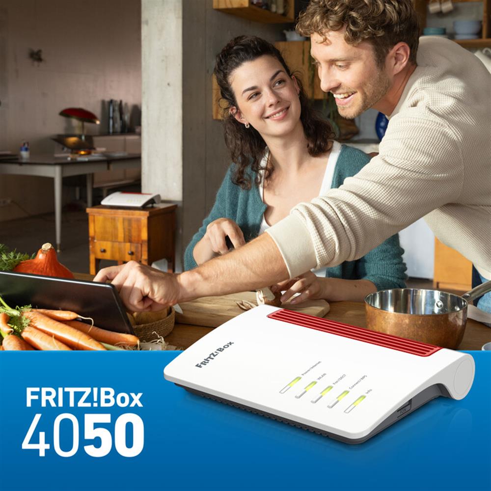 FRITZ!Box 4050 – Leistungsstarker WLAN-Router mit Wi-Fi 6 für Glasfaser & Kabelmodem