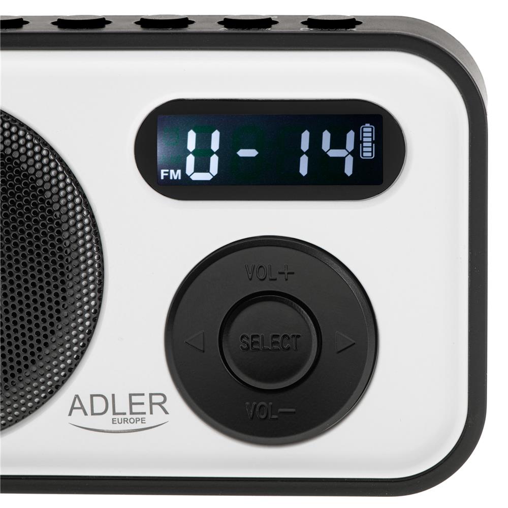 Adler AD 1906 PLL AM/FM Digitalradio modernes Radio USB C Batterie weiß schwarz