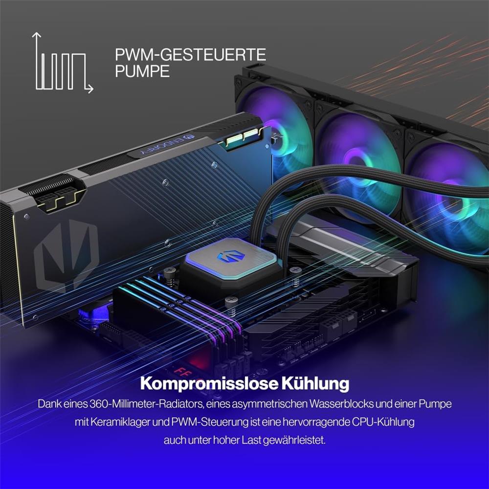 ENDORFY Navis F360 ARGB AiO-Wasserkühlung, Beleuchtet, 360mm Radiator, PWM-Pumpe | EY3B006