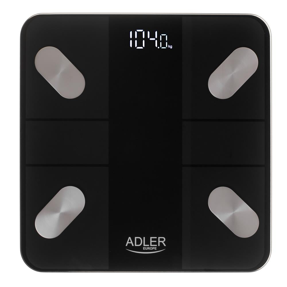 Adler AD 8186 Smart Badezimmerwaage mit App und Bluetooth Schwarz