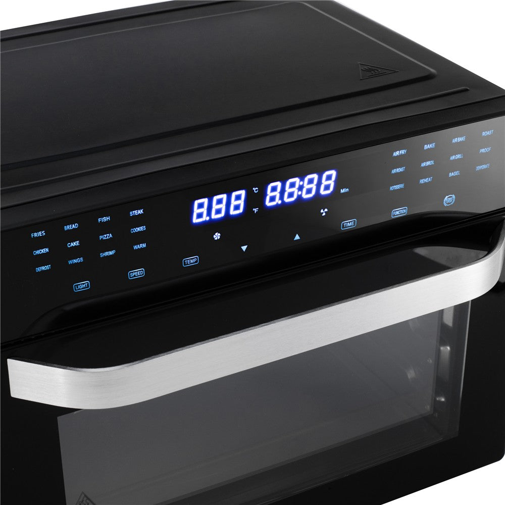 Camry CR 6323 Multifunktions-Heißluftofen 30L, Air Fryer Backofen 10-in-1 mit Grill, Drehspieß, Umluft, 24 Programmen, Touchdisplay, 2200W schwarz