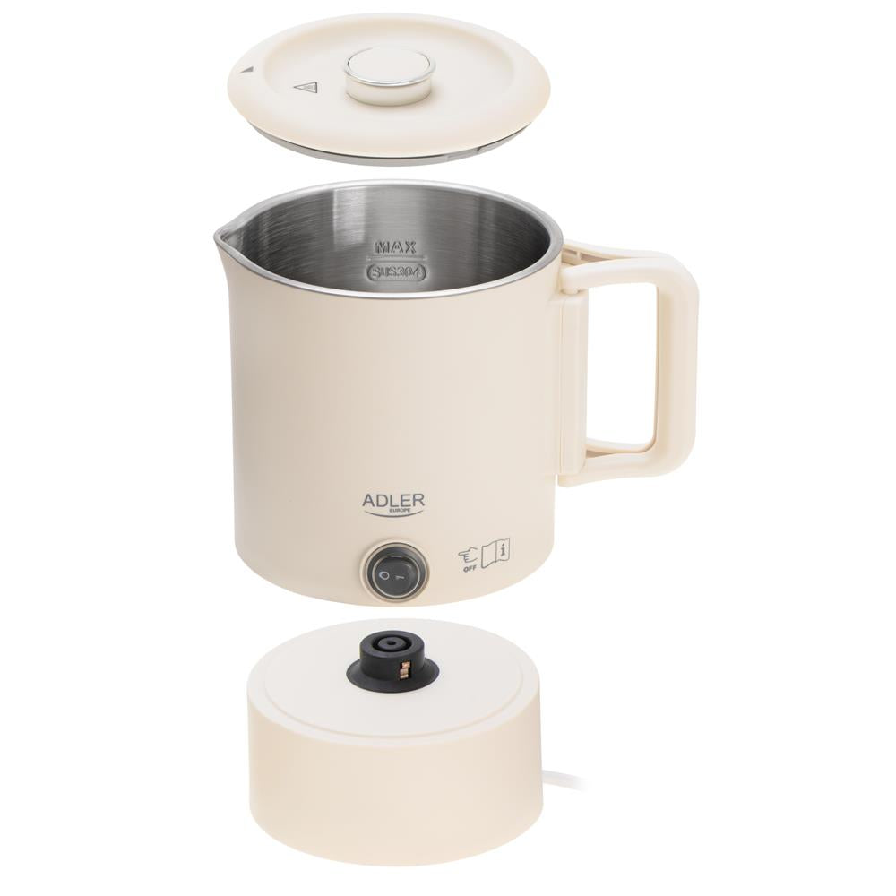 Adler AD 1388b Reisewasserkocher 0,8L kompakt leicht klappbarer Griff Beige