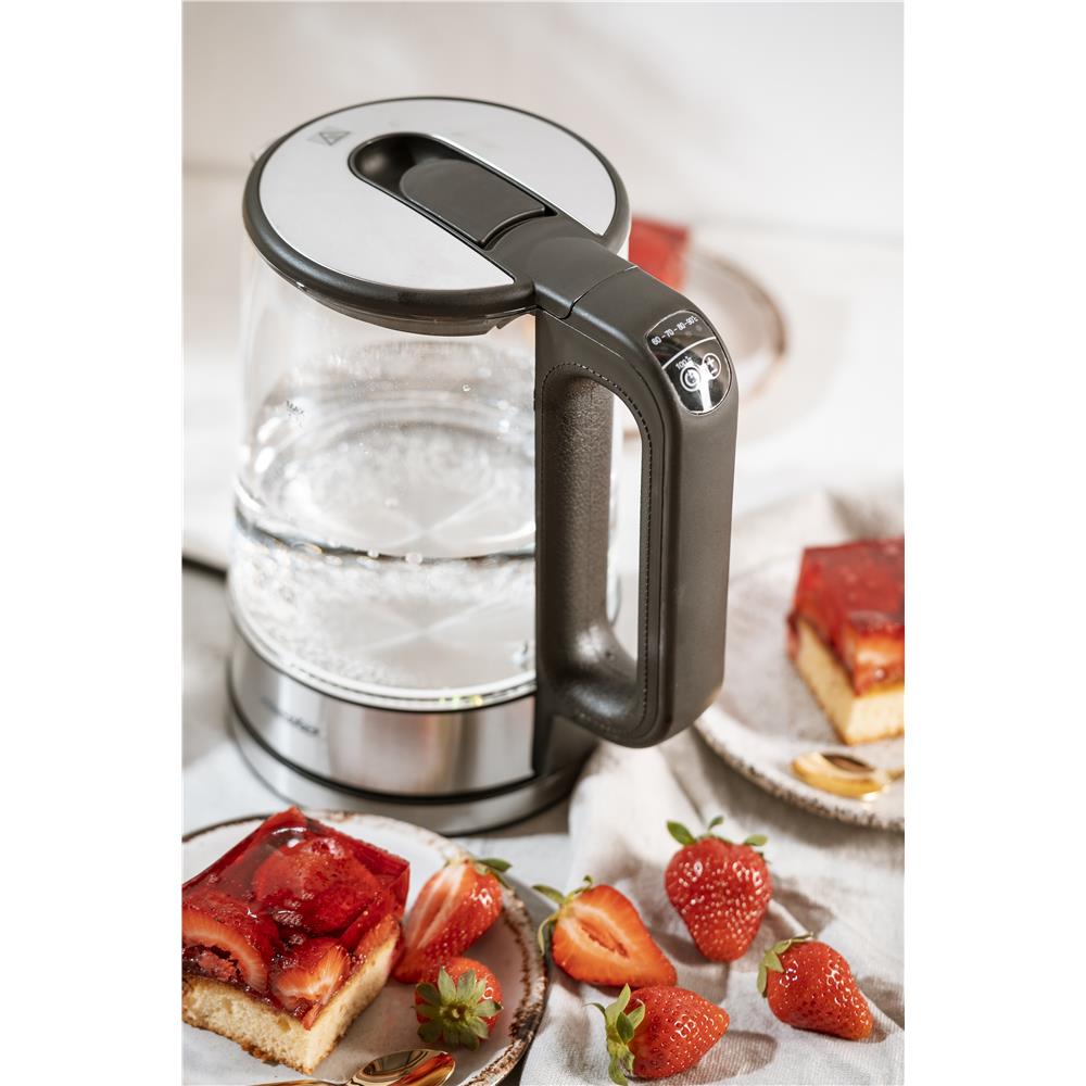 Mesko MS 1301B Glas Wasserkocher 1,7 L mit Temperaturwahl LED Schwarz