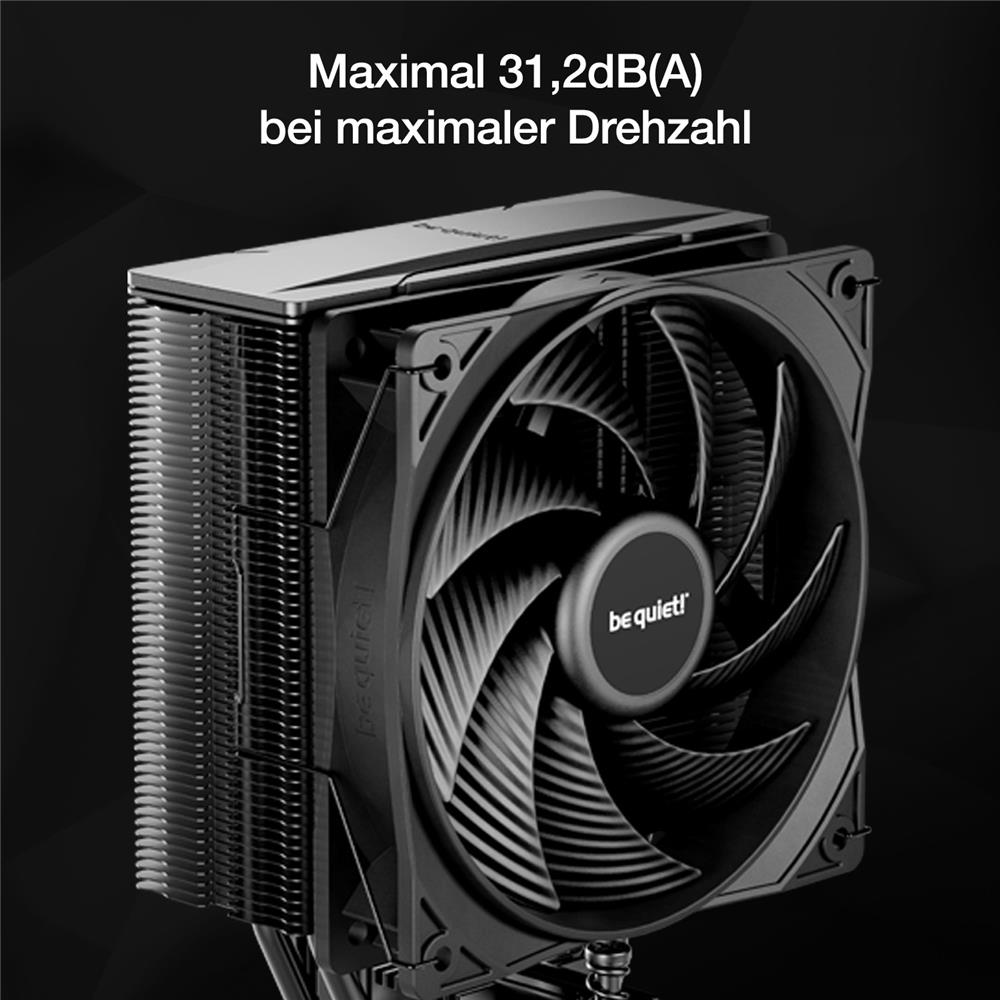 be quiet! Pure Rock 3 Black Luftkühler sehr hohe Kühlleistung 4 Hochleistungs-Heatpipes mit HDT-Technologie