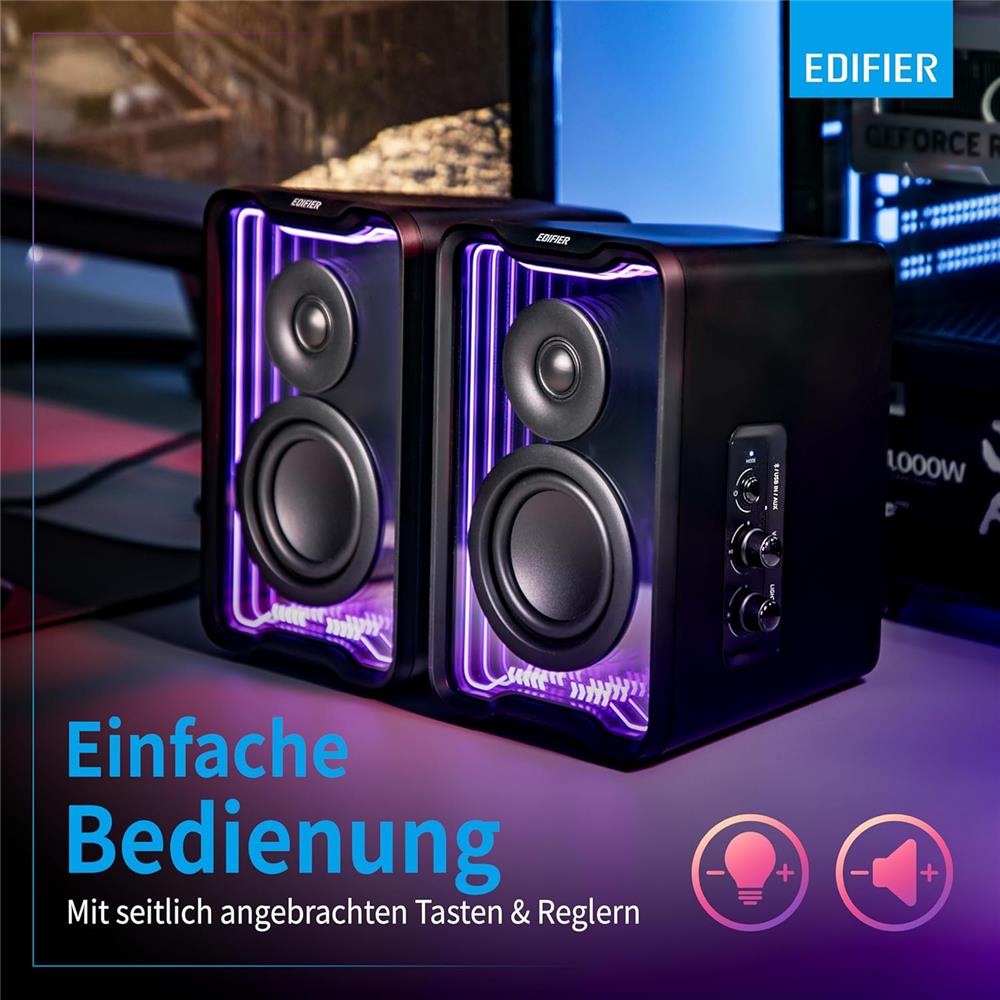 Edifier QR30 Schwarz – Aktiver 30W Desktop-Lautsprecher mit Bluetooth 5.4 & RGB
