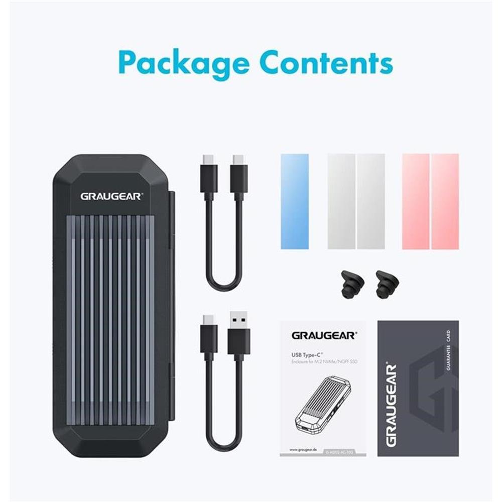 GRAUGEAR USB Type C Gehäuse für M.2 NVMe SSD mit Aufbewahrungsbox