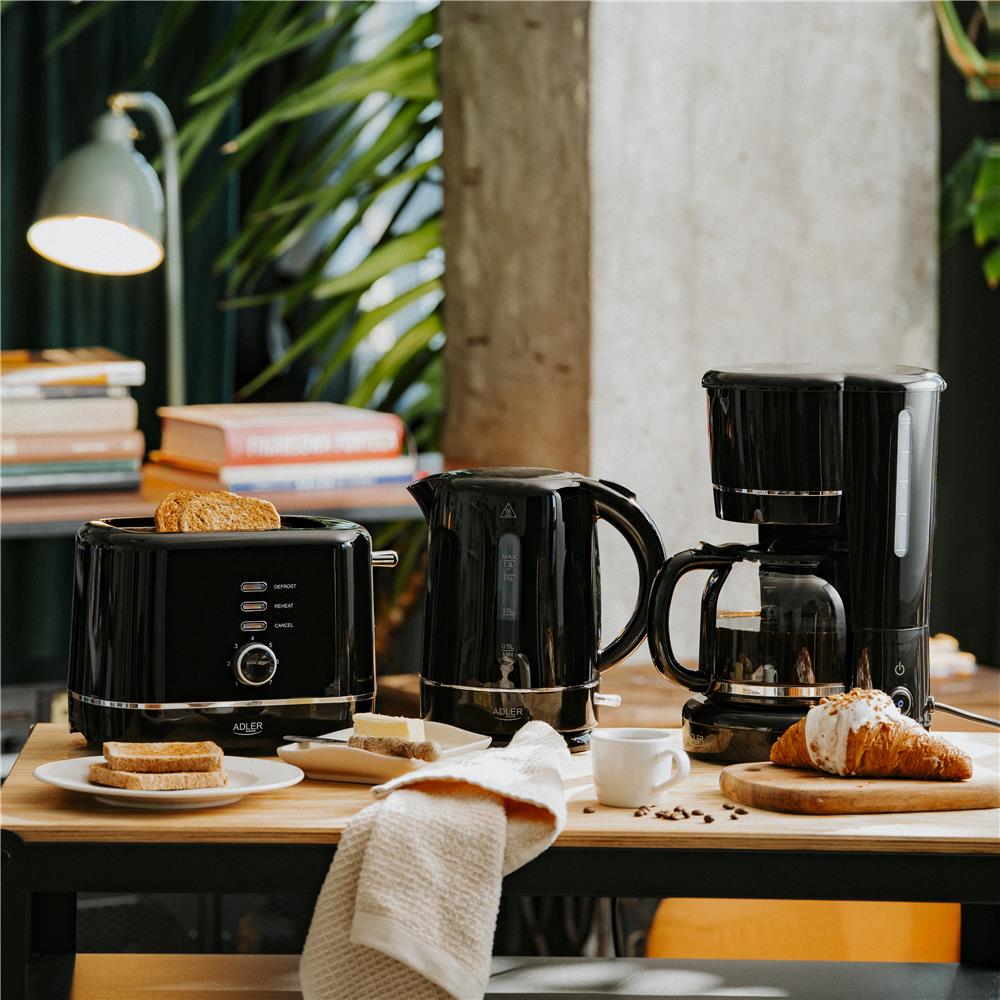 Adler AD 3224 Toaster Schwarz mit Brötchenaufsatz und 7 Stufen