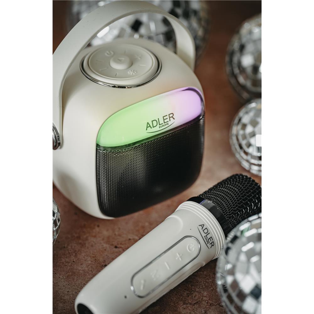 Adler AD 1199 Karaoke Lautsprecher mit Mikrofon Bluetooth Weiß
