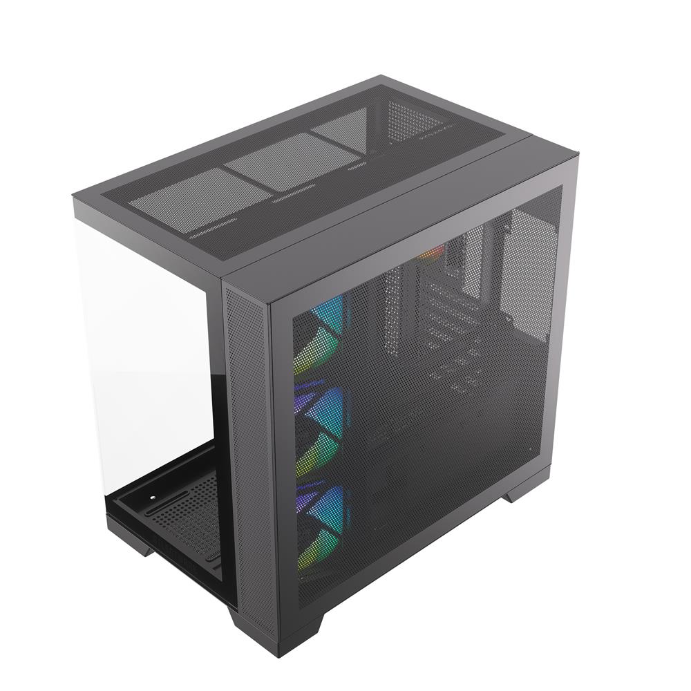 Silentware View A-RGB Black – Showcase Midi Tower mit Glasfront, Glas-Seitenfenster & 4 RGB Lüftern
