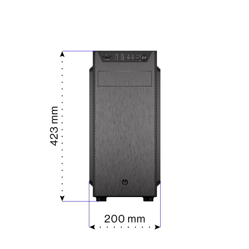 ENDORFY Armis 100 Solid, kleines ATX PC-Gehäuse, inkl. 1x 120mm PWM-Lüfter, 2x USB-A auf Frontplatte, Speicherkartenleser | EY2A015
