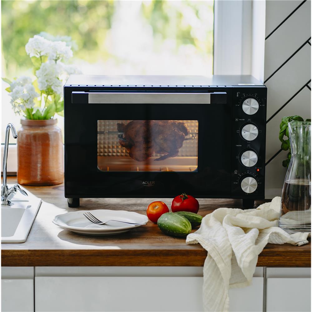 Adler AD 6031 Elektro-Backofen 30L schwarz – Heißluft & Grill, 12 Backmodi