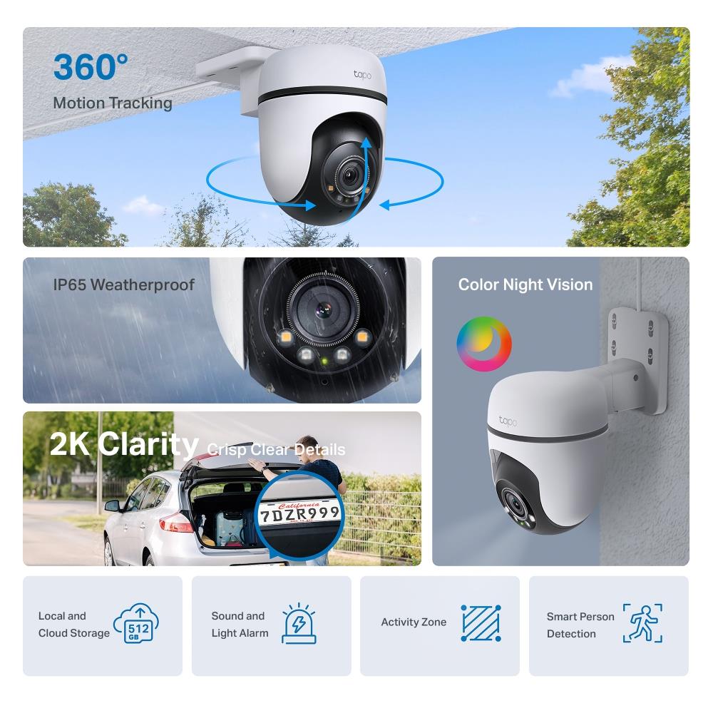 TP-Link Tapo C510W Outdoor WLAN Kamera 2K schwenkbar neigbar IP65 Nachtsicht