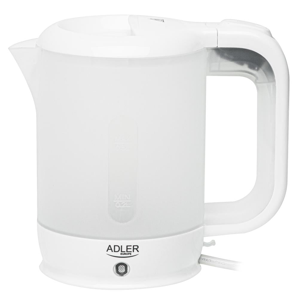 Adler AD 1381 Elektrischer Reisewasserkocher, 0,5 L, inkl. Tassen & Löffel, für Reisen & Camping