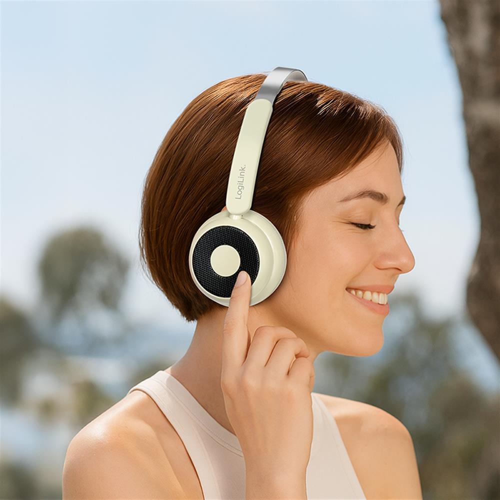 LogiLink AuraSolo Bluetooth 6.0 Headset, ANC, 20 Std. Akku, Braun