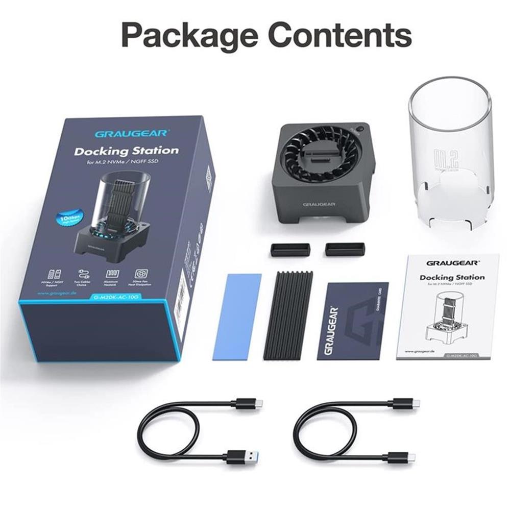 GRAUGEAR USB C Dockingstation für M.2 NVMe NGFF SSD USB 3.2 10 Gbit/s