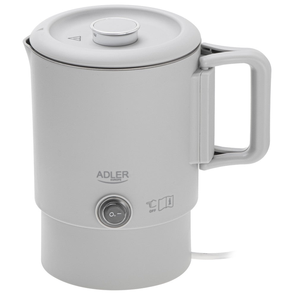 Adler AD 1388g Reisewasserkocher 0,8L kompakt leicht klappbarer Griff Grau Camping