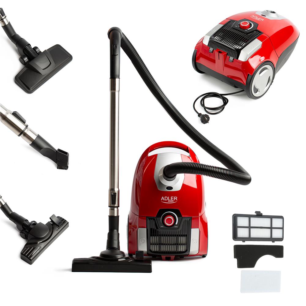 Adler AD 7041 Superleiser Staubsauger 2300 Watt mit HEPA Filter Rot
