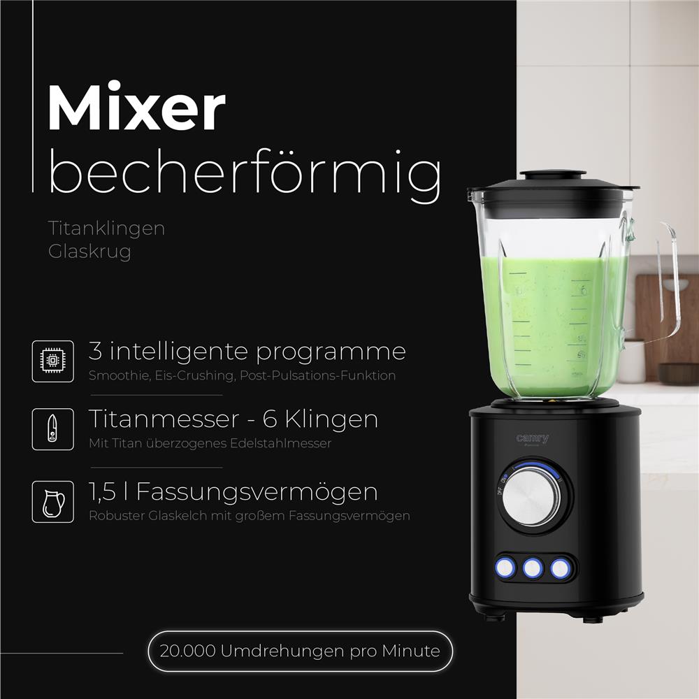 Camry CR 4088 Standmixer 1,5L Glasbehälter – 1800W & Mahlwerk im Set