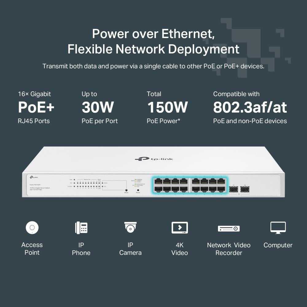TP-Link Festa FS318GP 18 Port Gigabit PoE Plus Switch 150W SFP Cloud Managed