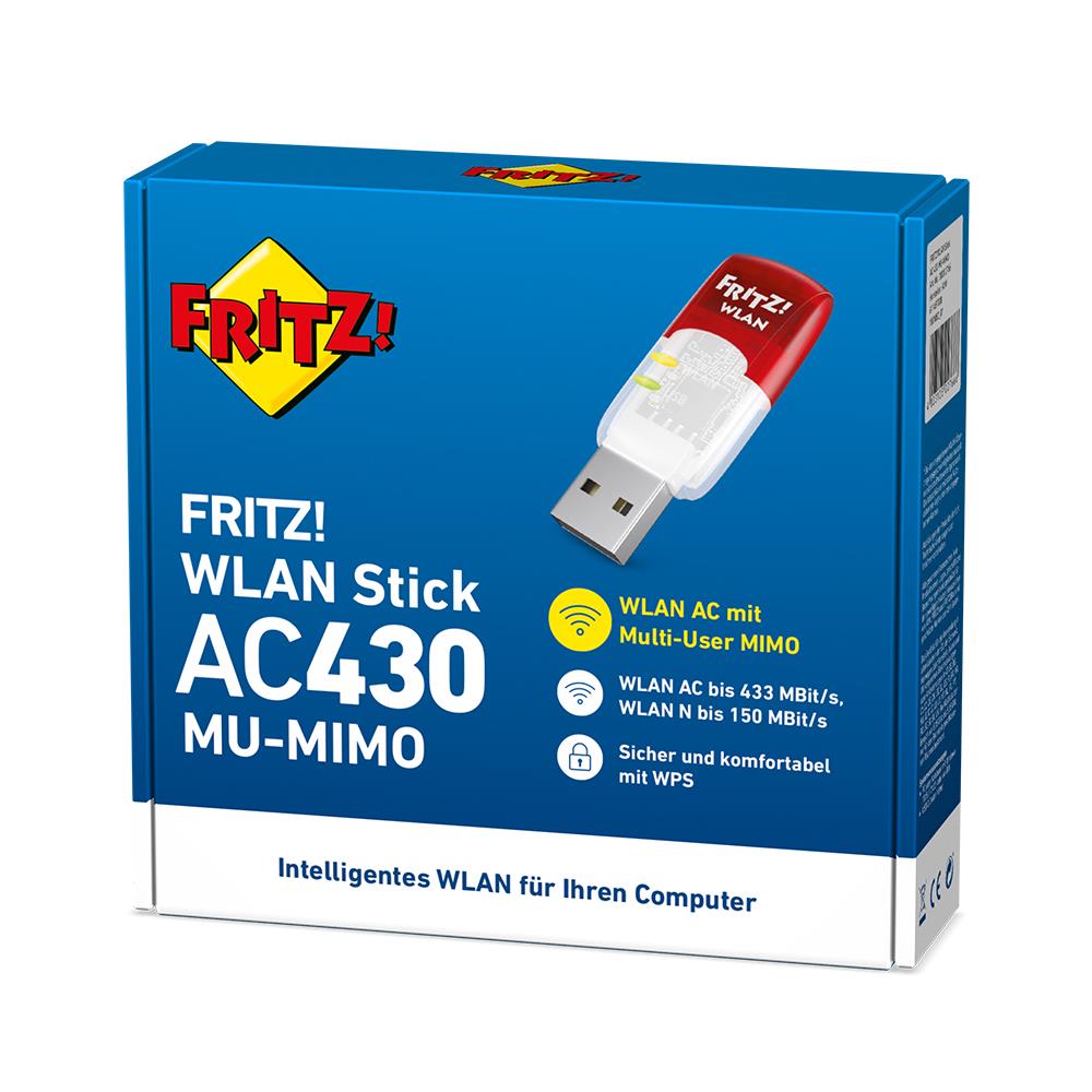 FRITZ!WLAN Stick AC 430 MU-MIMO – USB-WLAN-Stick mit schneller Verbindung & Multi-User-Technologie
