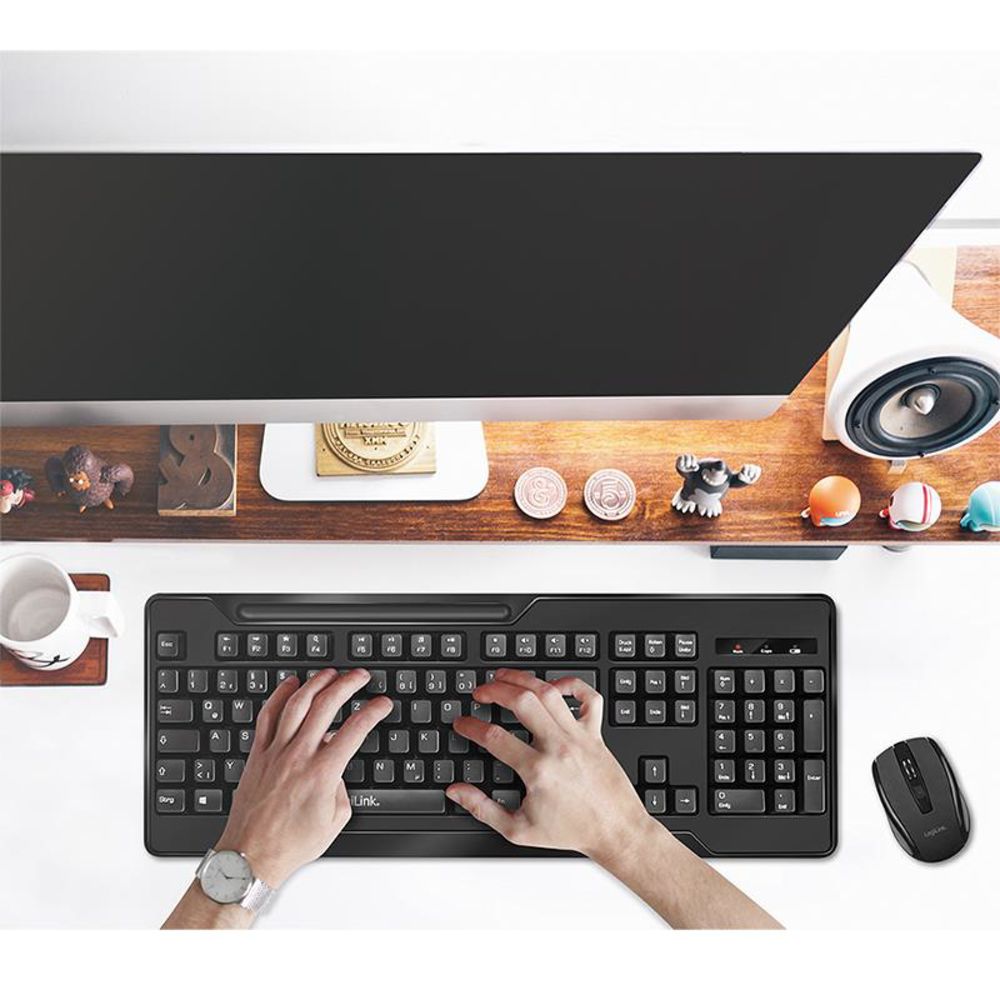 LogiLink Kabelloses Tastatur Maus Set 2,4 GHz 1000 dpi Schwarz