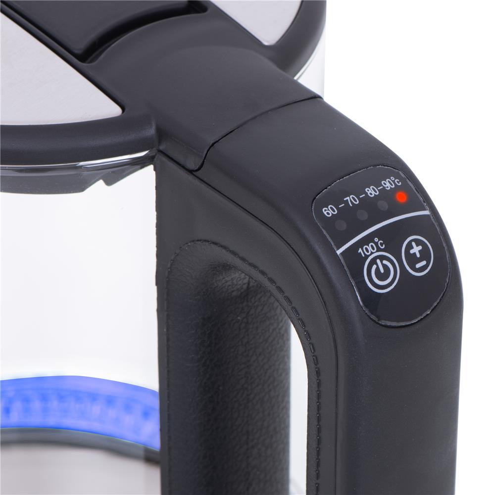 Mesko MS 1301B Glas Wasserkocher 1,7 L mit Temperaturwahl LED Schwarz