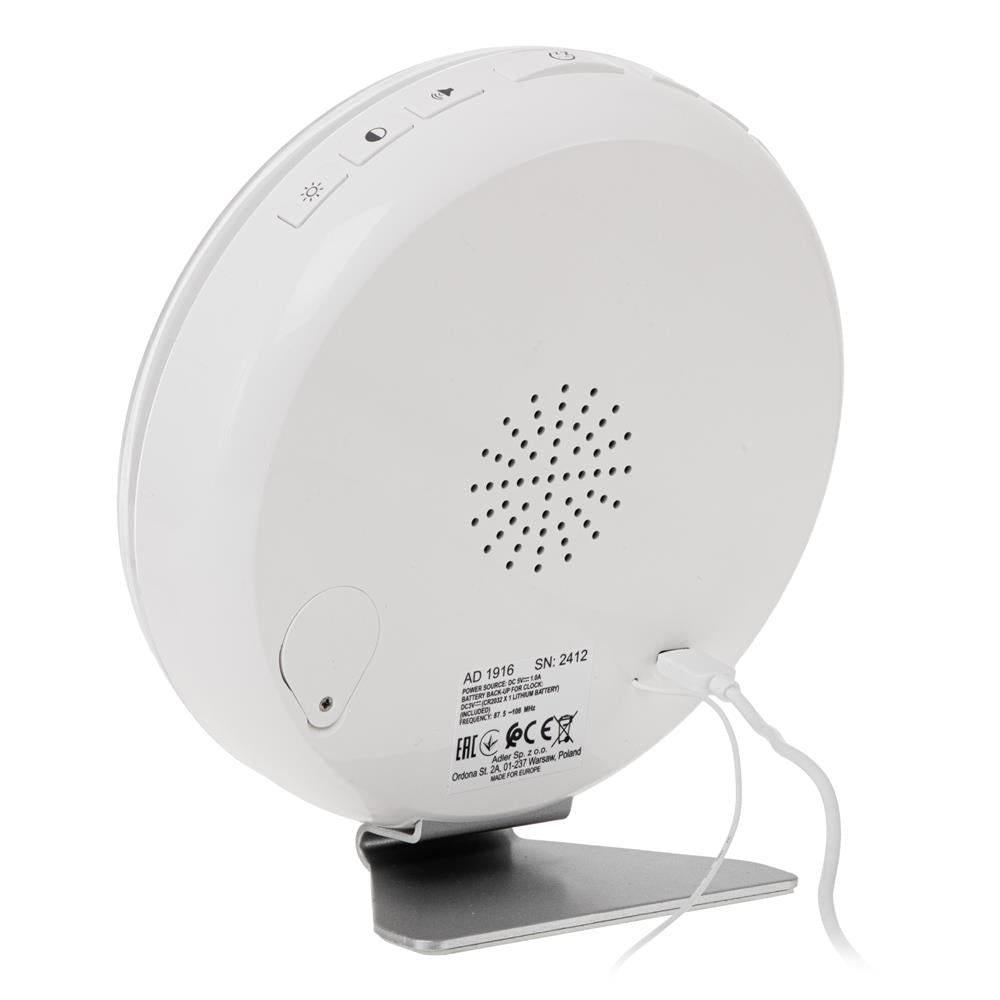 Adler AD 1916 Wake-Up Light Wecker mit Sonnenaufgangssimulation, Naturgeräuschen, FM-Radio und Farbbeleuchtung