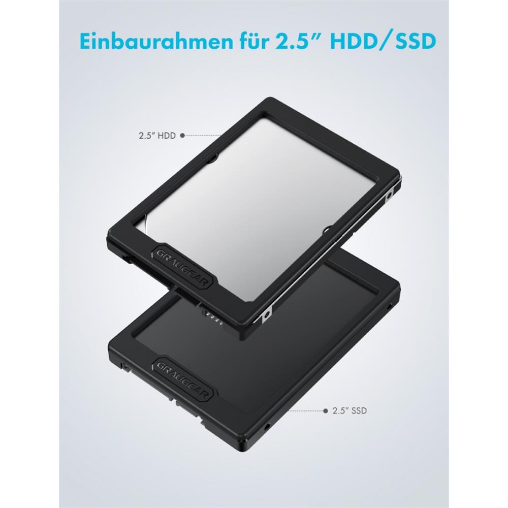 GRAUGEAR Einbaurahmen für 2,5 Zoll HDD SSD 7 auf 9,5 mm