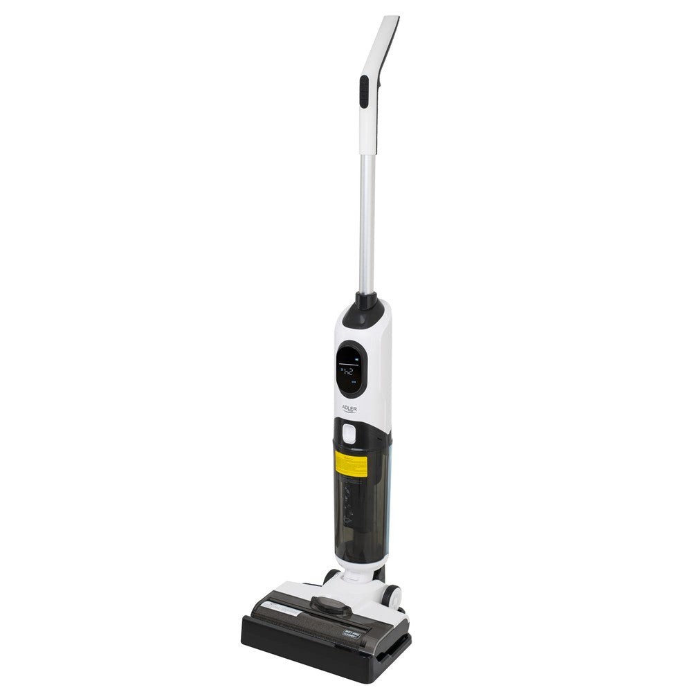 Adler AD 7077 Nass-Trockensauger 2-in-1 kabellos, Akku Hartbodenreiniger mit Saug- und Wischfunktion, HEPA 13, Selbstreinigung, LED Display, 27 Min Laufzeit, Weiß-Schwarz