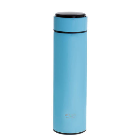 Adler Thermosflasche, 473ml, Blau, Trinkflasche mit LED-Temperaturanzeige