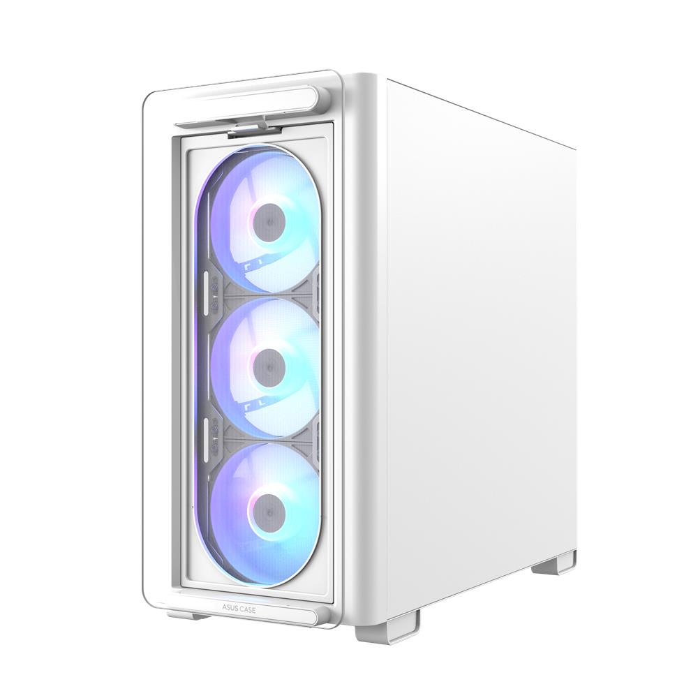ASUS A23 PLUS TG ARGB White microATX PC Gehäuse mit 4 ARGB Lüftern und Glasfront