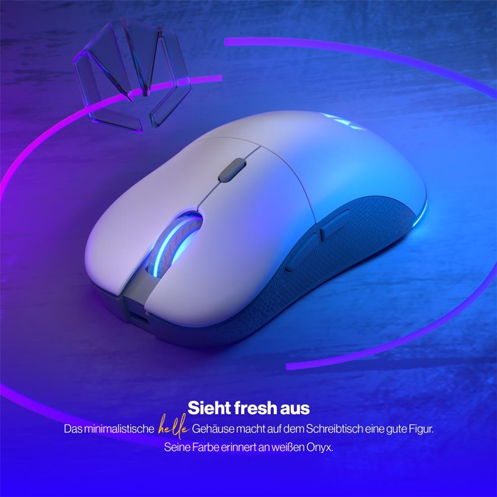 ENDORFY Gem Plus Wireless Gaming Maus kabellos 26000 DPI leicht 74 g Weiß
