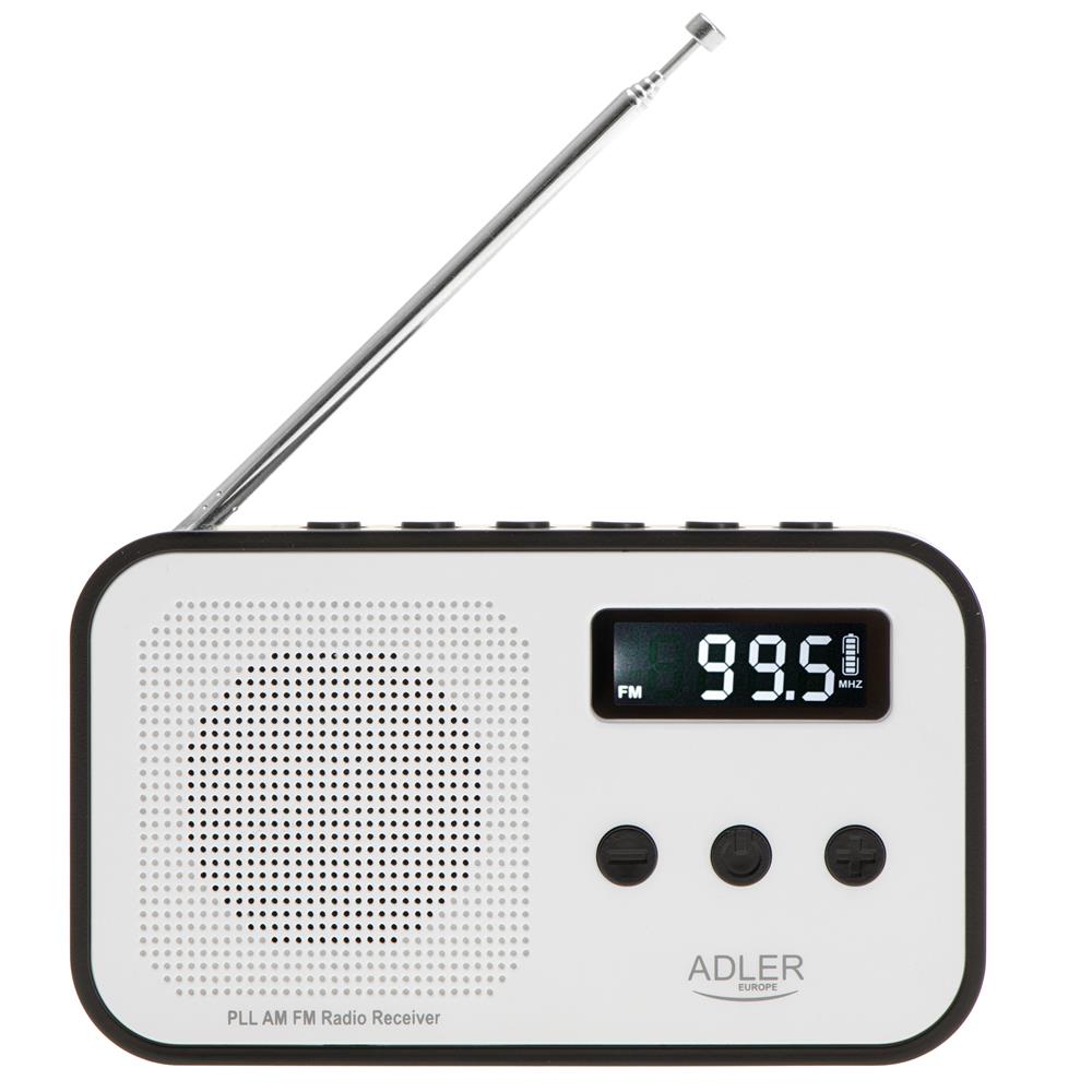 Adler AD 1907 PLL AM/FM-Digitalradio modernes Radio USB C Wecker weiß schwarz