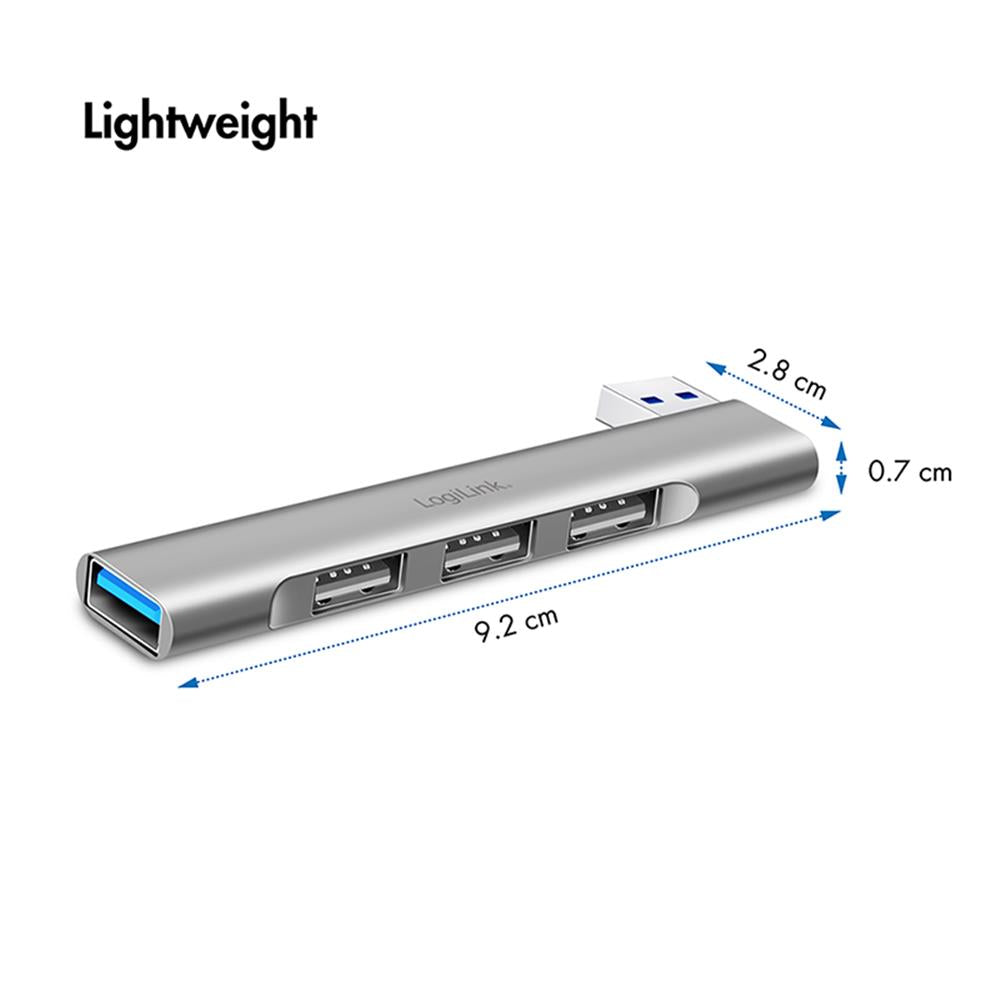 LogiLink Ultraslim 4-Port USB-A Hub, Aluminium, Silber