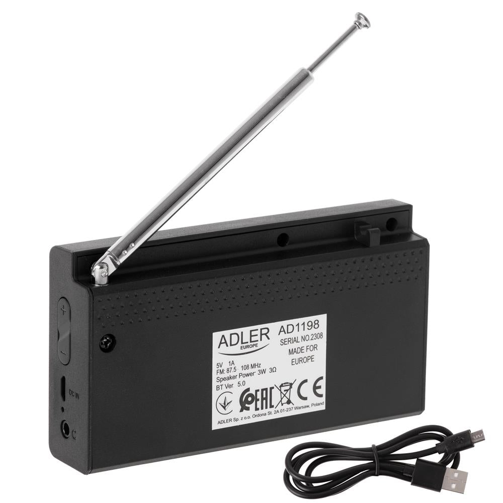 Adler AD 1198 FM Reiseradio mit Bluetooth LCD Display