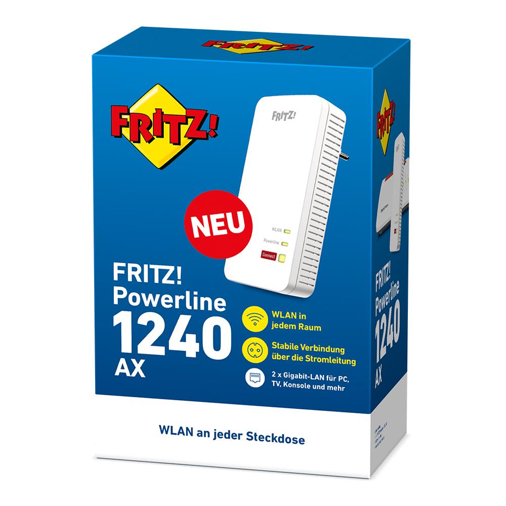 FRITZ!Powerline 1240 AX – Powerline-WLAN-Adapter mit Wi-Fi 6 & Gigabit-LAN